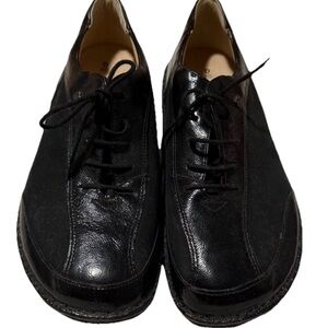 Finn Comfort Women 40 D Black Hanoi Leather Lace Up Oxford Walking Shoes Luxury